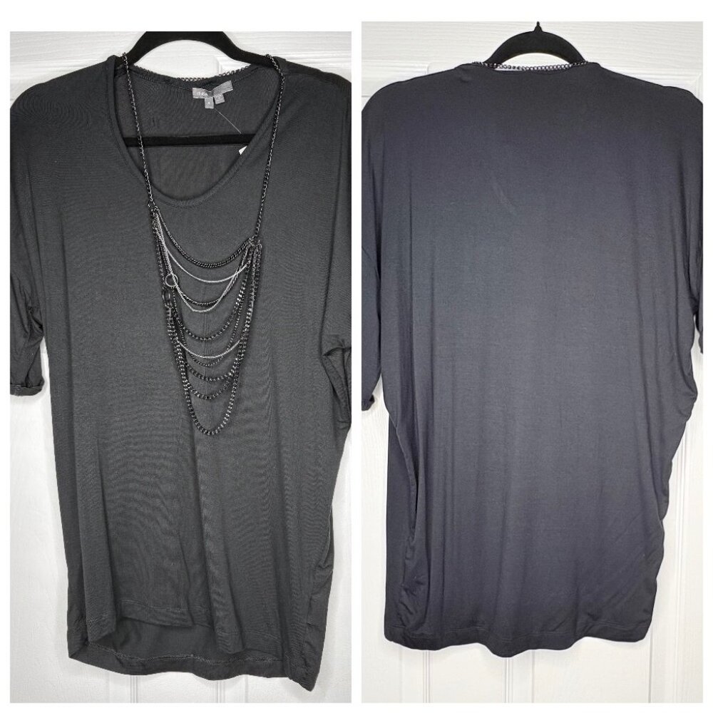 VINCE Rare Archival NWT Black Multi Chain Statement T-Shirt Luxe Casual M L